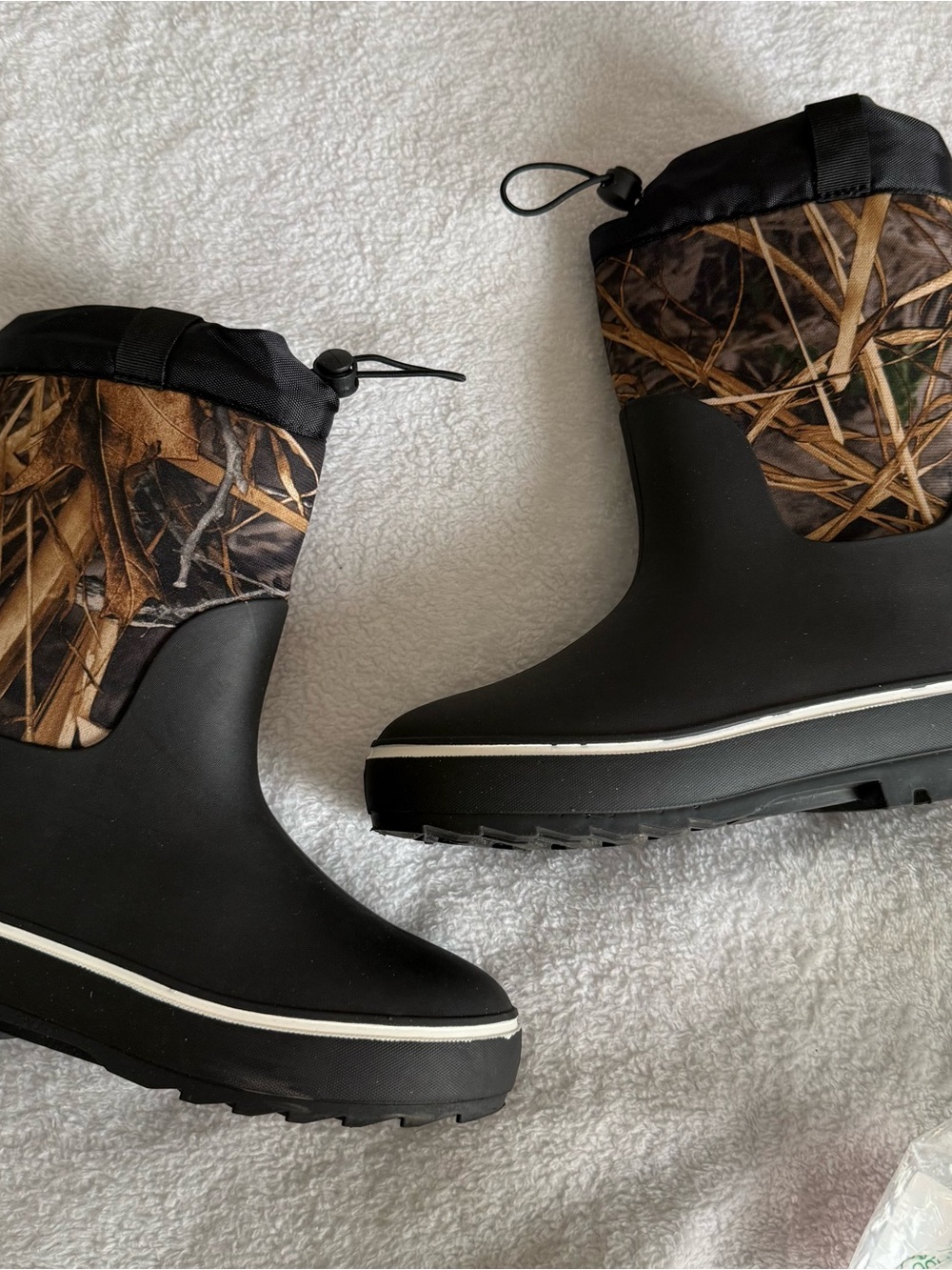 Amazon Kids Black and Brown Camo Waterproof Snow Boots